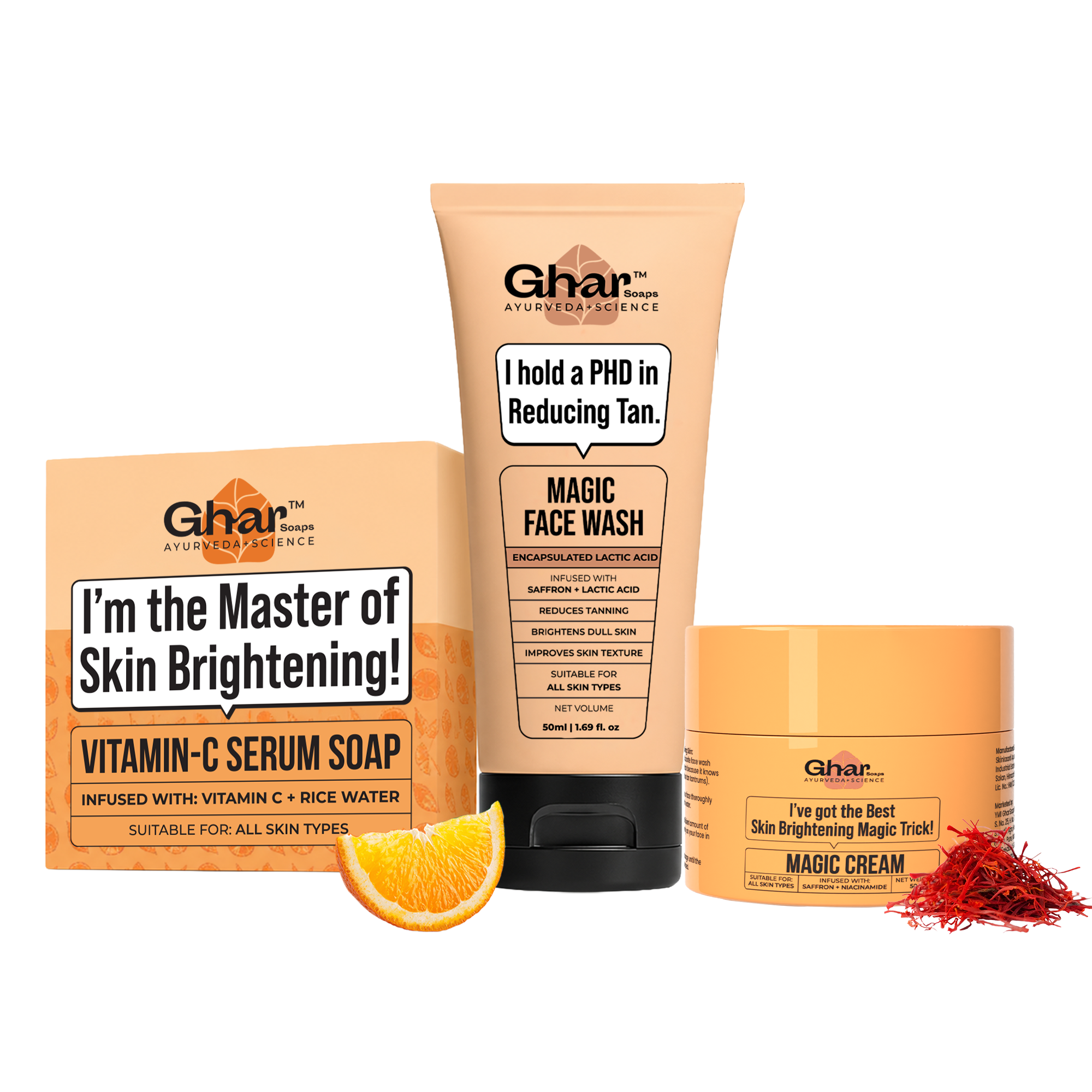 Vitamin c soap + Cream + Magic face wash Combo
