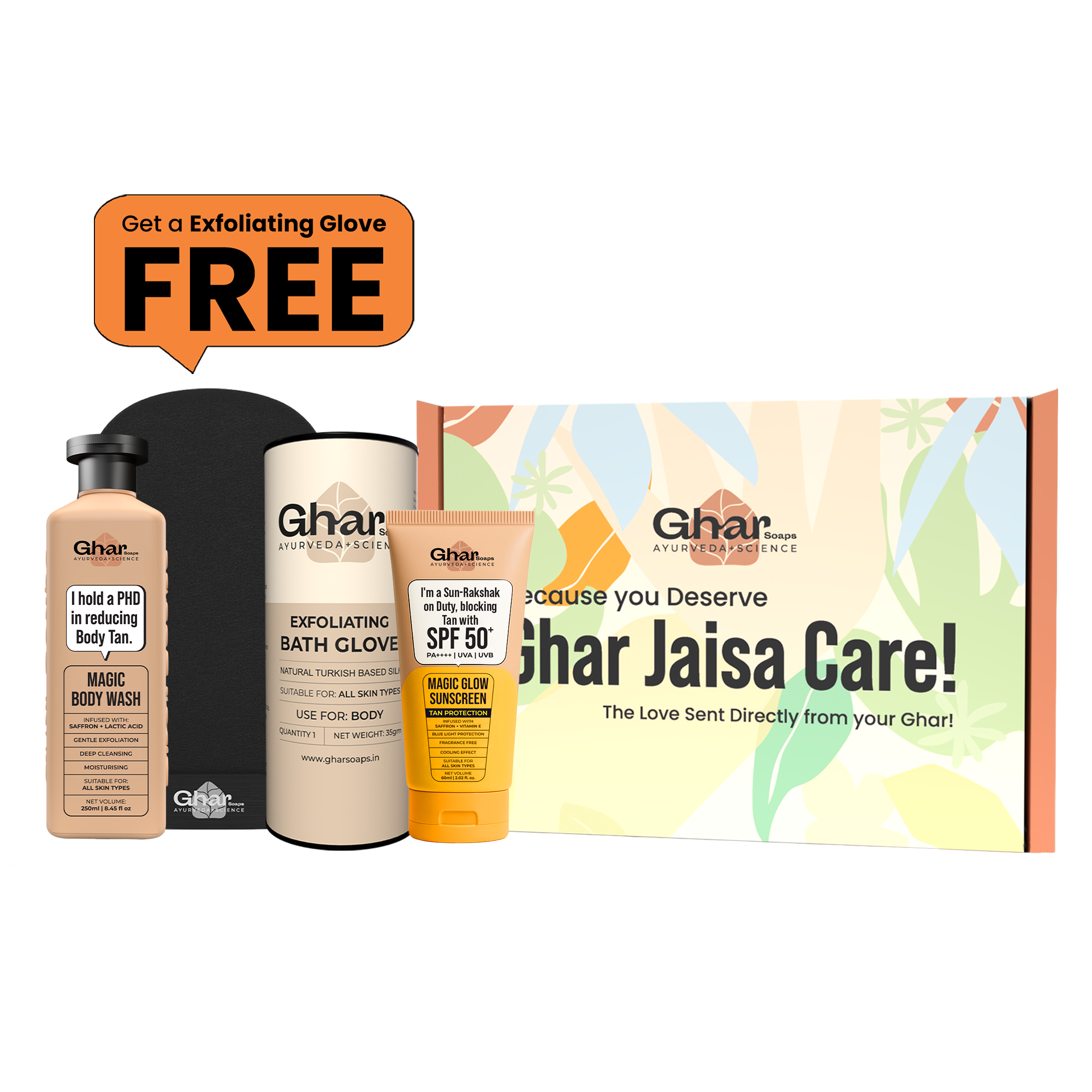 Magic Body wash + Black Gloves + Sunscreen 60ml