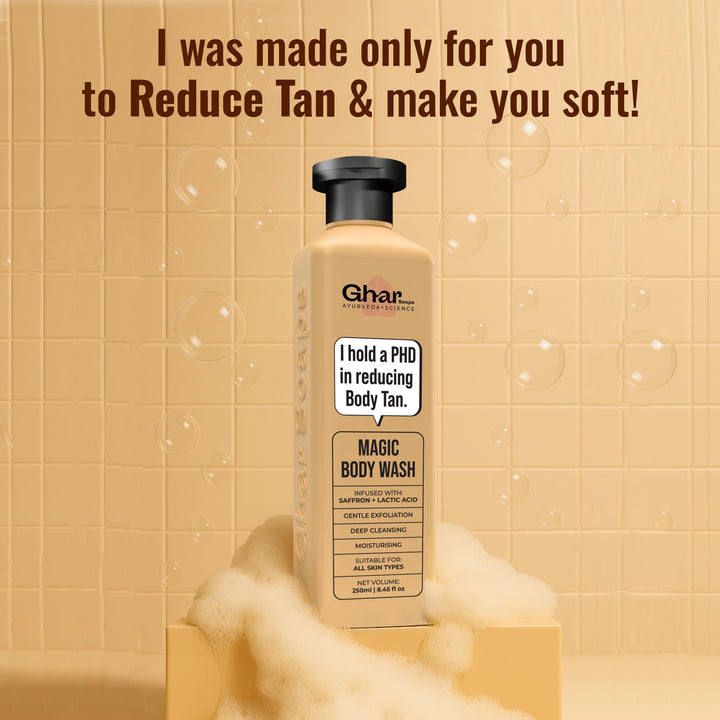 Magic De-Tan & Exfoliating Body Wash with Saffron & Lactic Acid