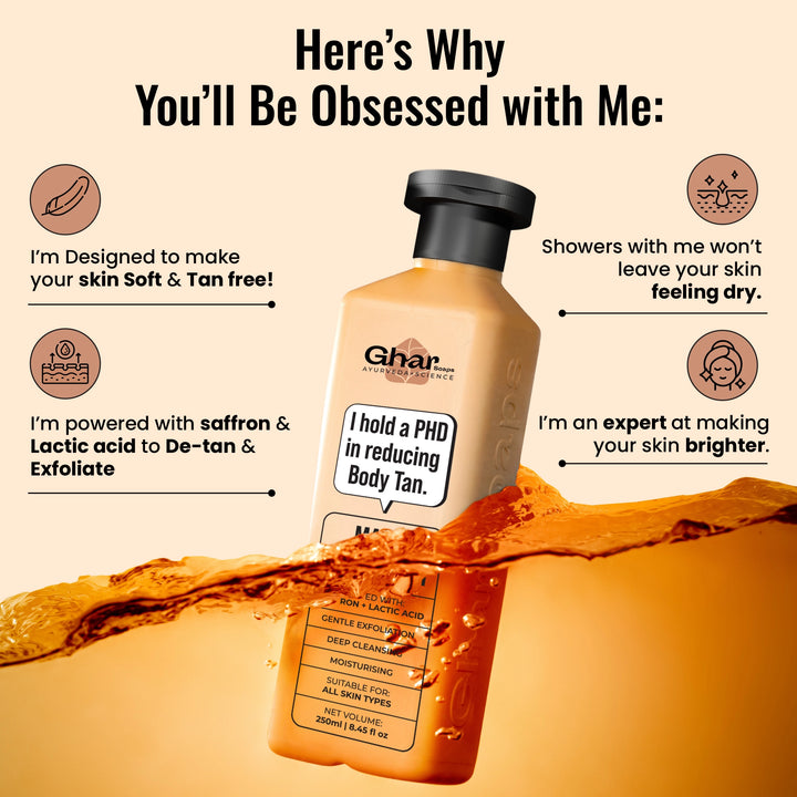 Magic De-Tan & Exfoliating Body Wash with Saffron & Lactic Acid
